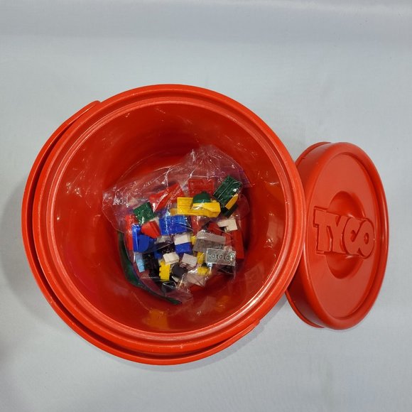 Tyco Super Blocks Pail 265 Vintage 1970s Plastic Building Bricks Set Irwin Toys - Picture 2 of 2